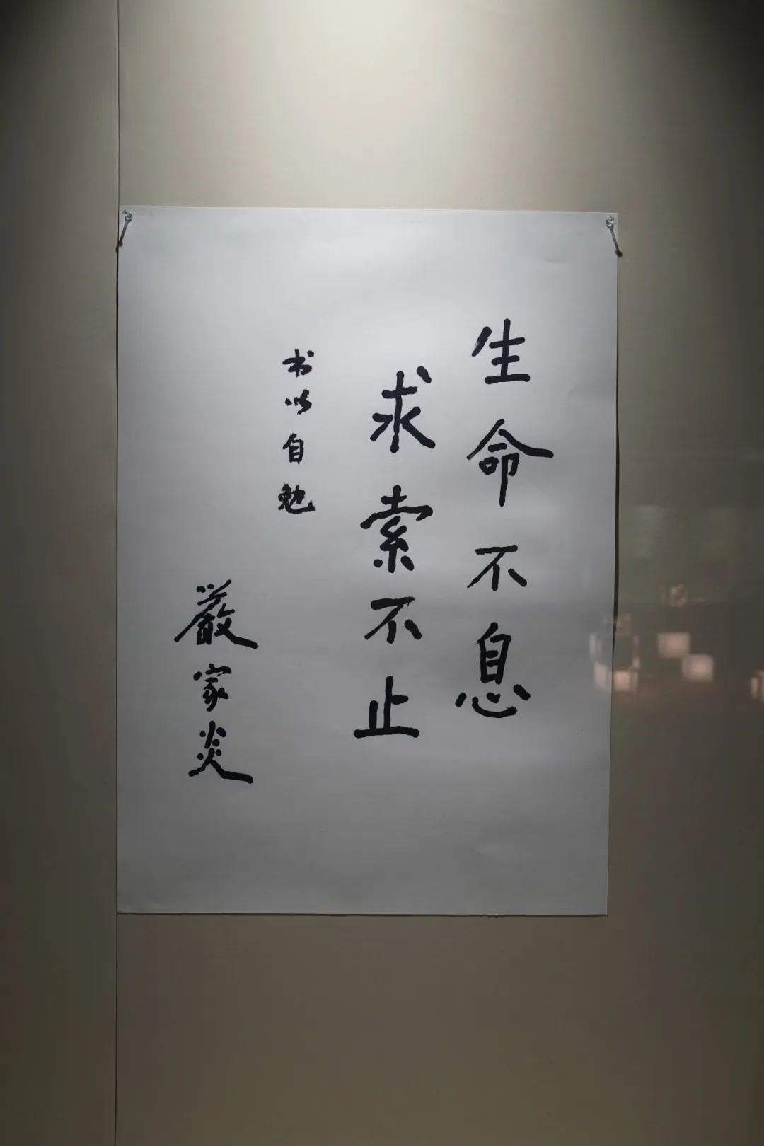 嚴(yán)家炎手書(shū)“生命不息 求索不止”