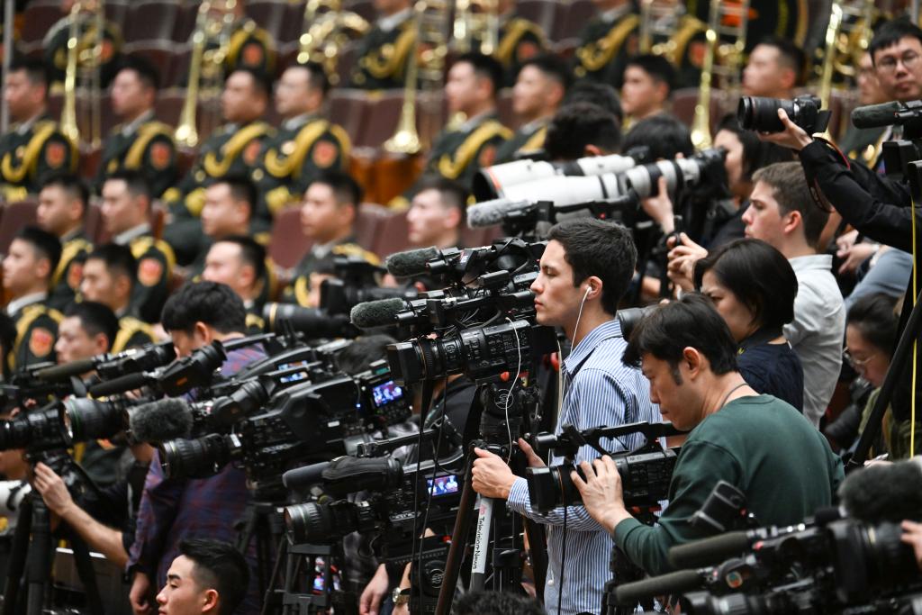 3月5日，第十四屆全國人民代表大會(huì)第二次會(huì)議在北京人民大會(huì)堂開幕。這是記者在會(huì)場拍攝。新華社記者 牟寧 攝