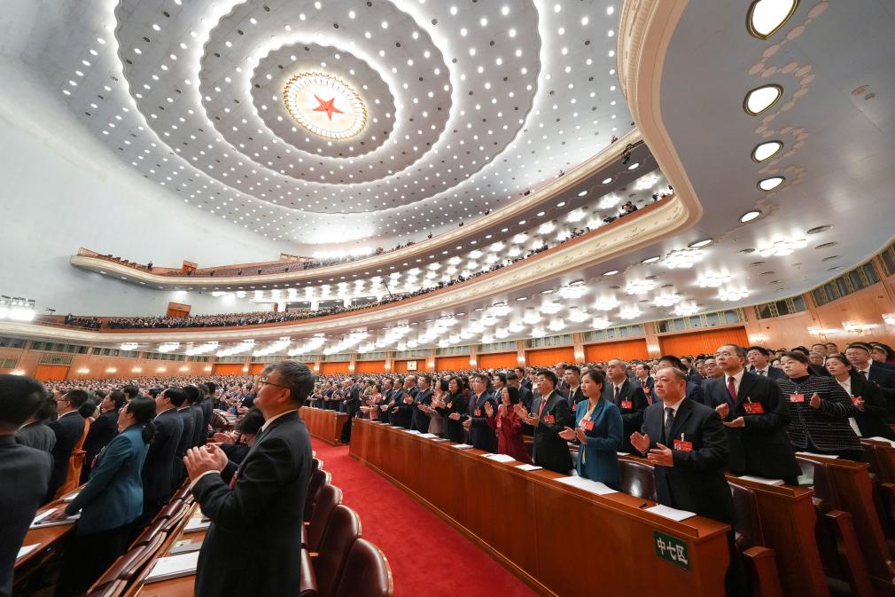 3月5日，第十四屆全國人民代表大會(huì)第二次會(huì)議在北京人民大會(huì)堂開幕。新華社記者 王毓國 攝