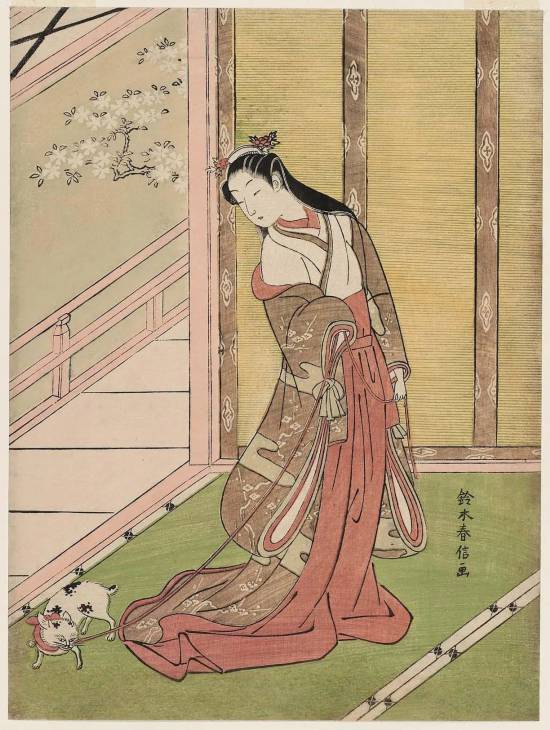 鈴木春信「女三宮と貓」，1767–68  ACCESSION NUMBER: 21.4654